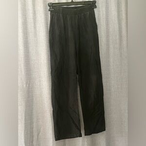 Linen Black Straight-Leg Pants